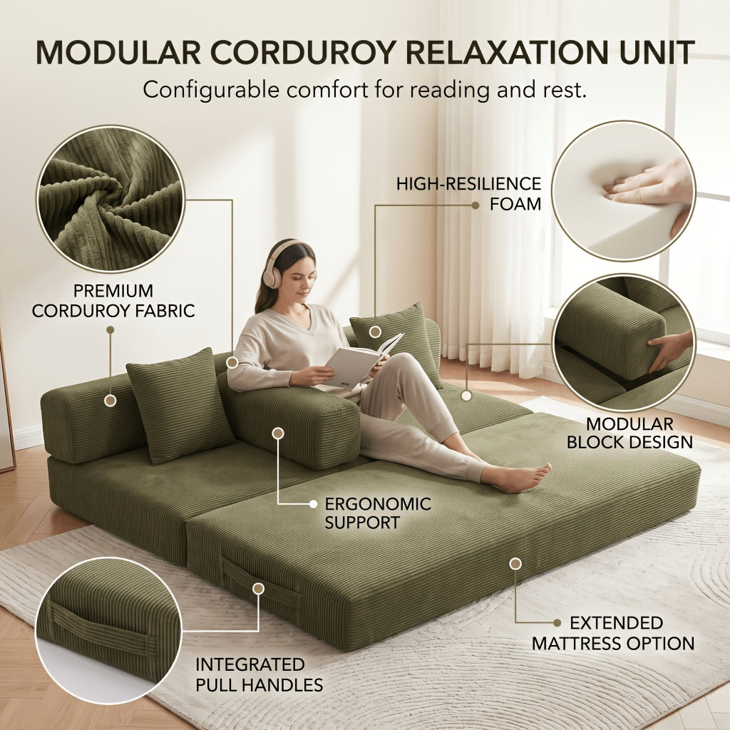 112 inch multi seat cloud like frameless sofa corduroy - Temu