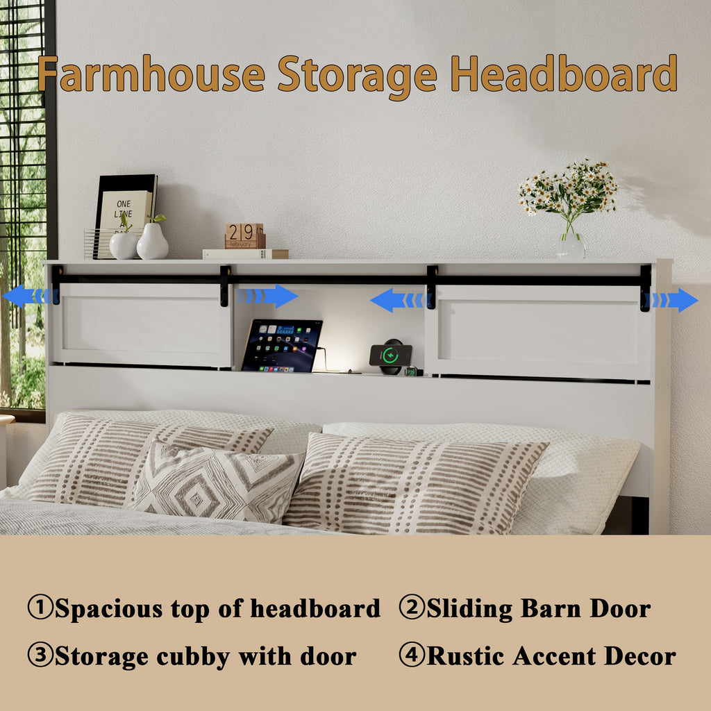 king queen wooden platform bed frame headboard modern - Temu