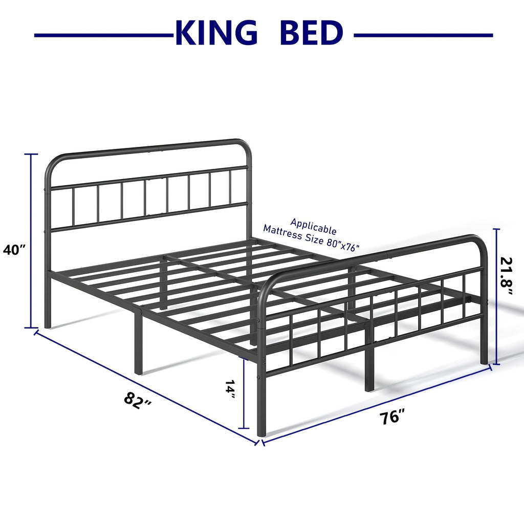 metal platform bed frame industrial style headboard - Temu