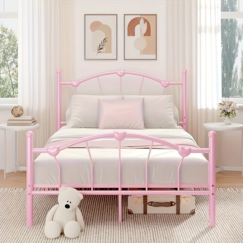 twin full queen size metal platform bed frame heart shaped - Temu
