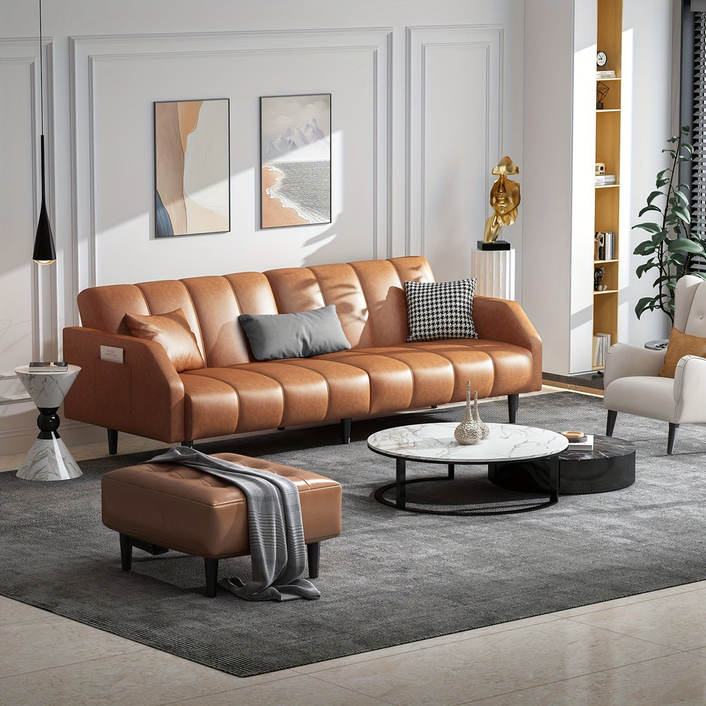faux leather futon sofa bed 78 inch piano   queen - Temu