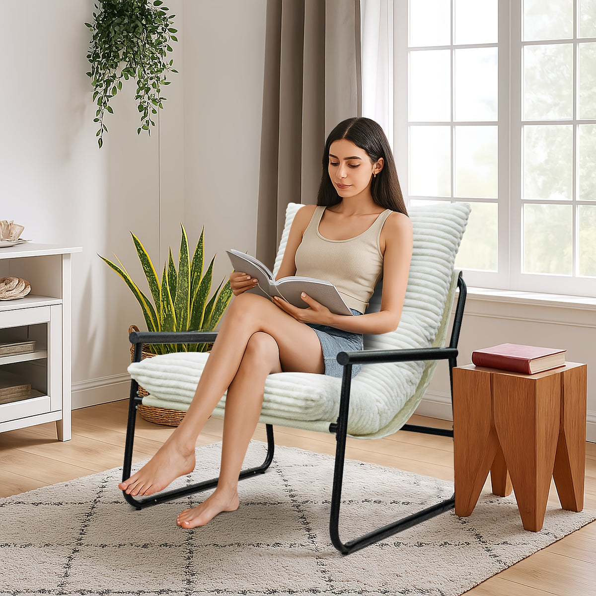 single person leisure sofa chair comfortable linen texture - Temu