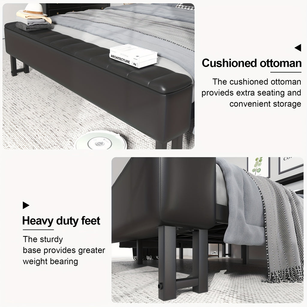 metal platform bed storage   upholstered headboard - Temu
