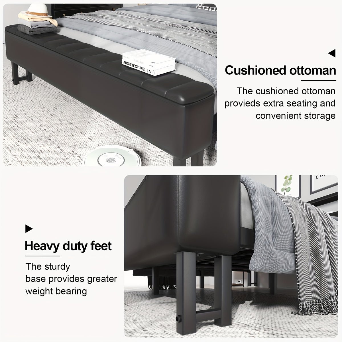 metal platform bed storage   upholstered headboard - Temu