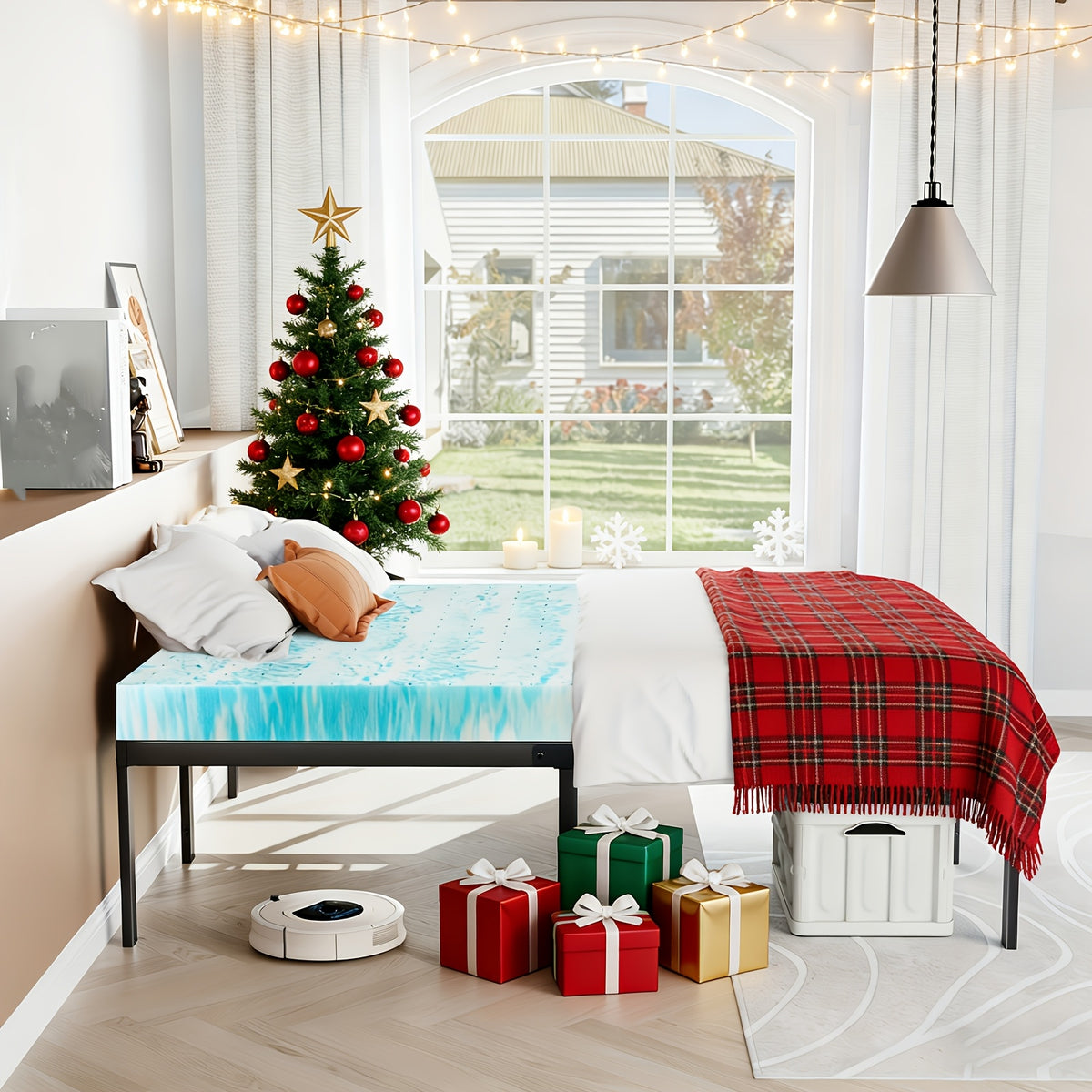 heavy duty metal platform bed frame memory foam mattress - Temu