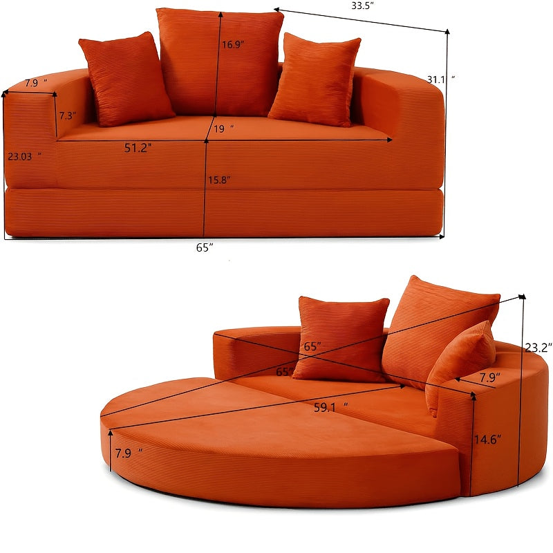 convertible sofa bed round folding   upholstered sofa - Temu
