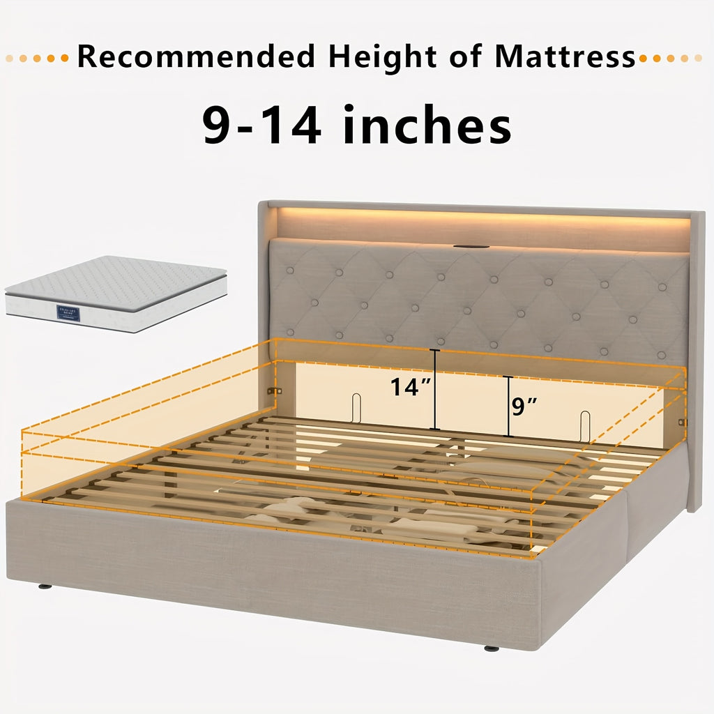hydraulic lift upholstered bed frame   bed - Temu