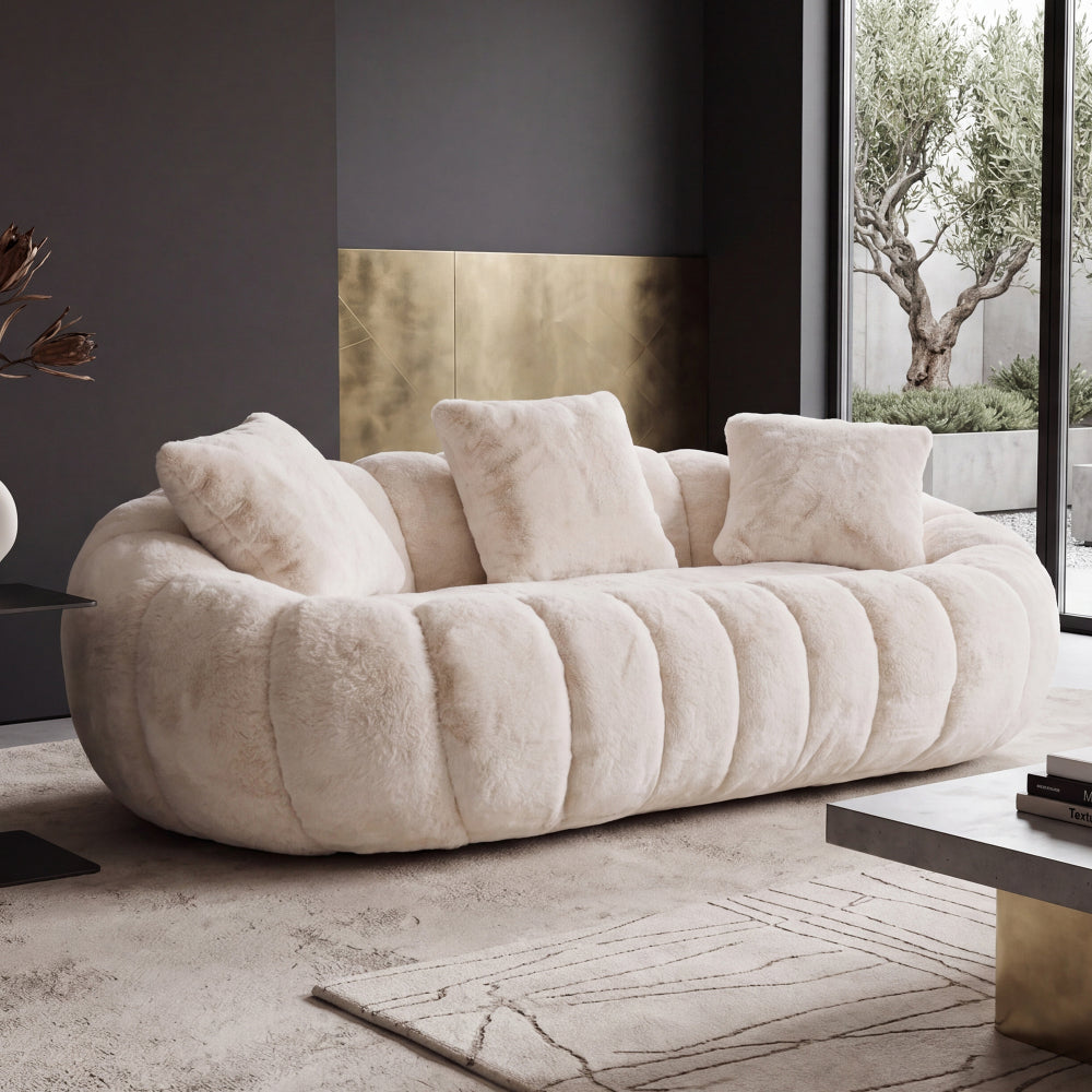 floral shaped sofa ultra soft faux fur sofa large living - Temu