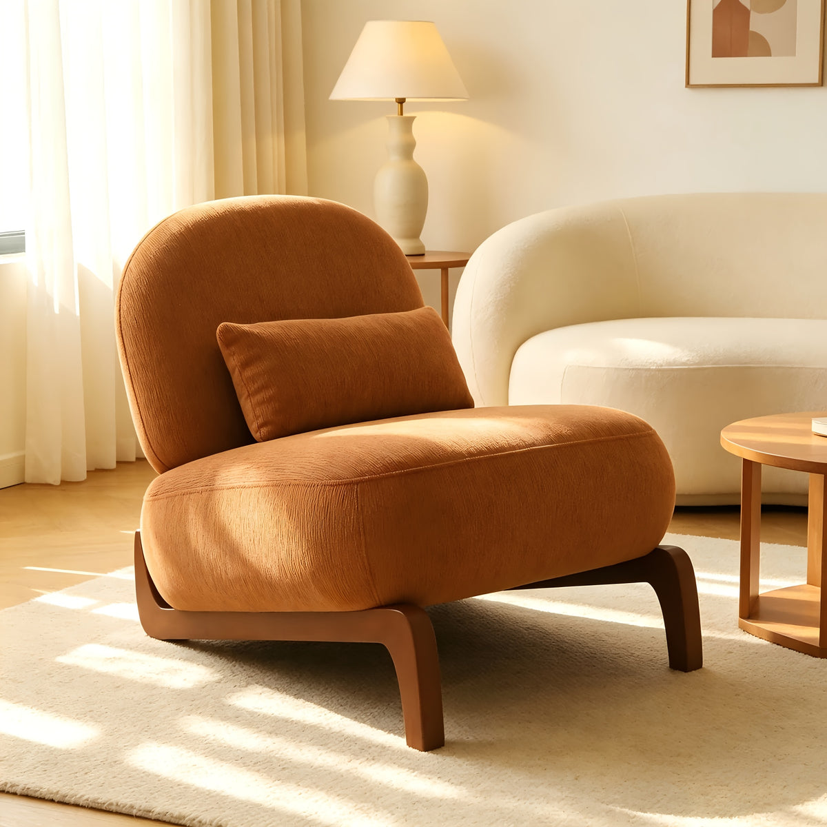 fashionable single person leisure chair solid wood curved - Temu