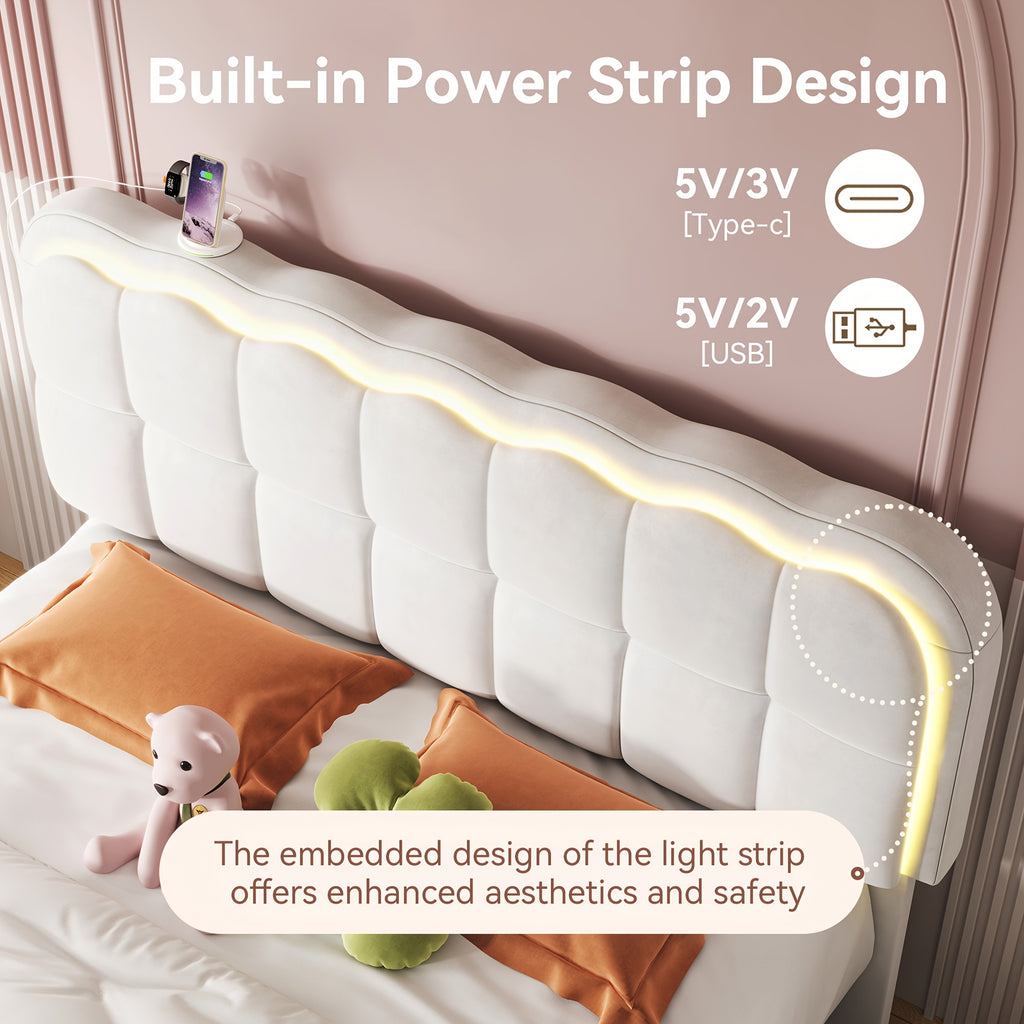 mraeer twin full queen bed frame led lighting 2 4 storage - Temu