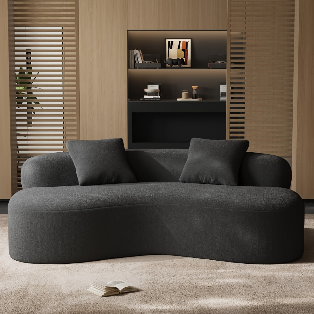 modern chenille compression curved sofa 2 throw pillows - Temu