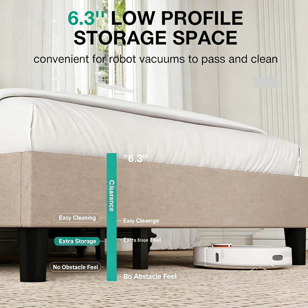beige linen upholstered bed frame geometric tufted headboard - Temu