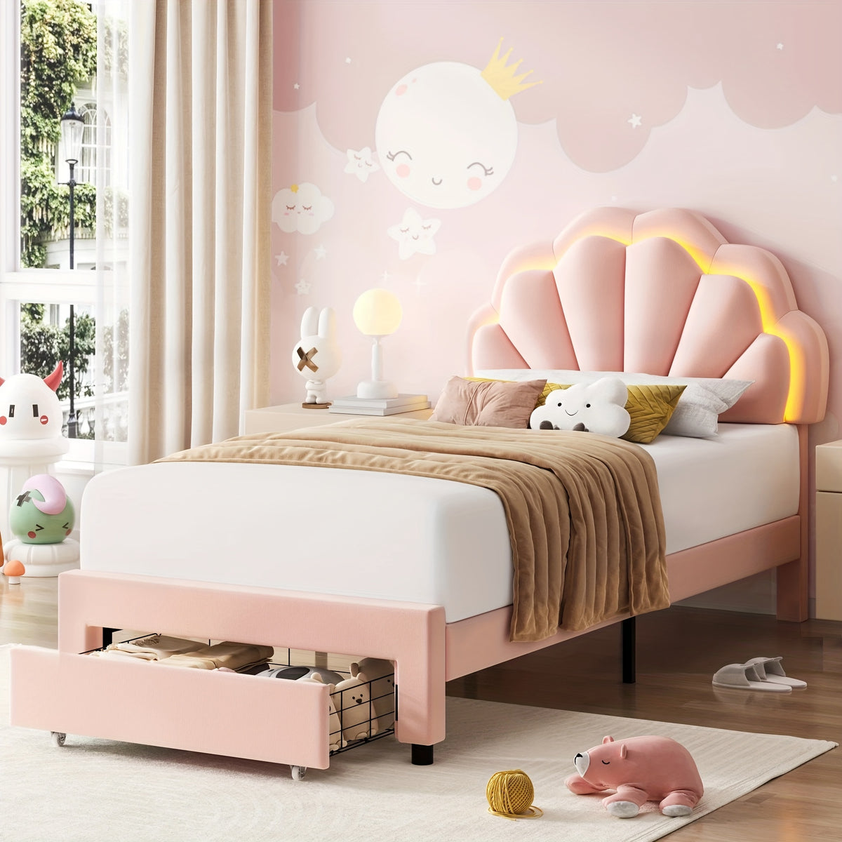 fultru led bed frame featuring a   storage drawer - Temu