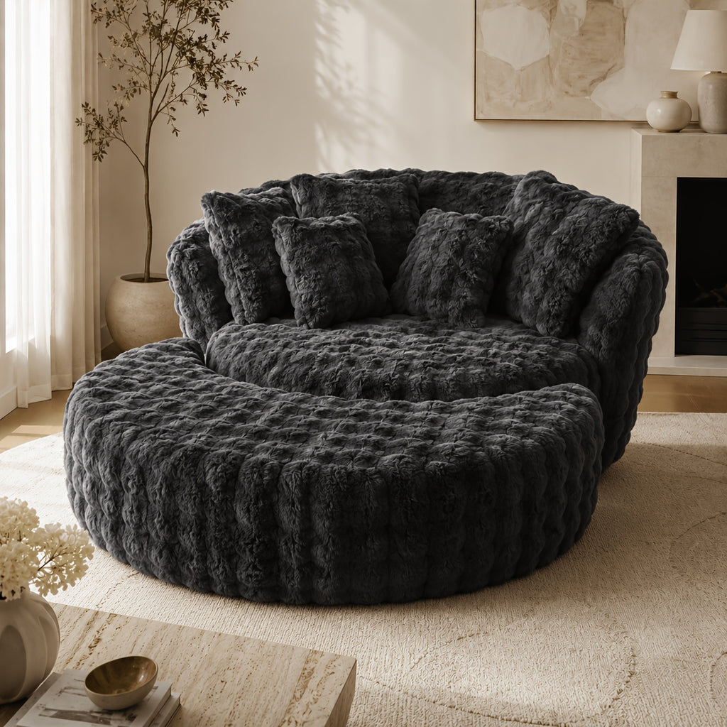 55 w x 75 oversized round sofa chair crescent   fluffy - Temu