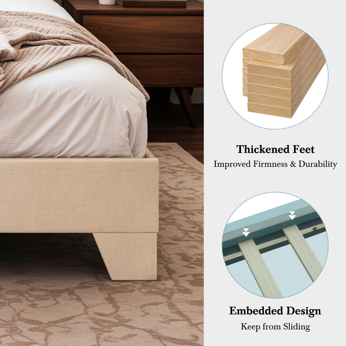 upholstered platform bed in full queen king sizes an - Temu