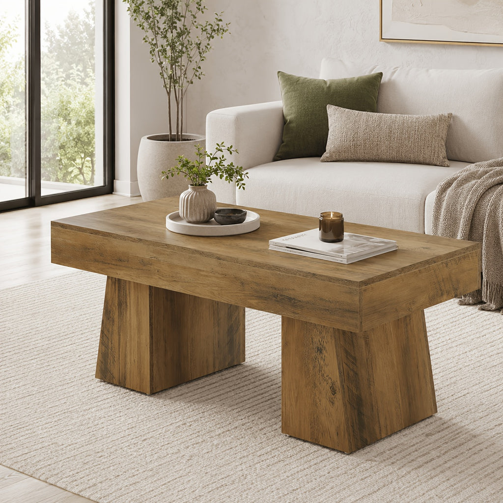 farmhouse coffee table living room rustic wood grain center - Temu