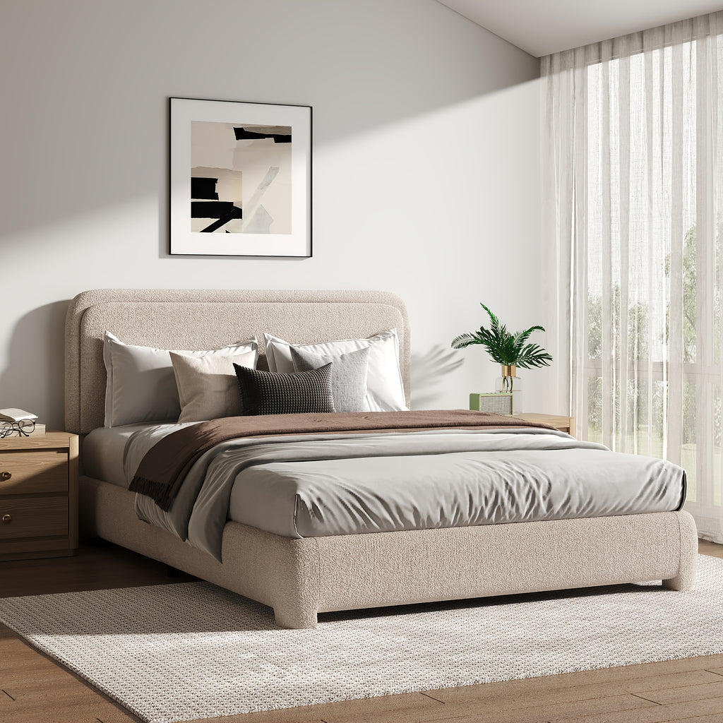 twin full   bed frame cloud boucle upholstered - Temu