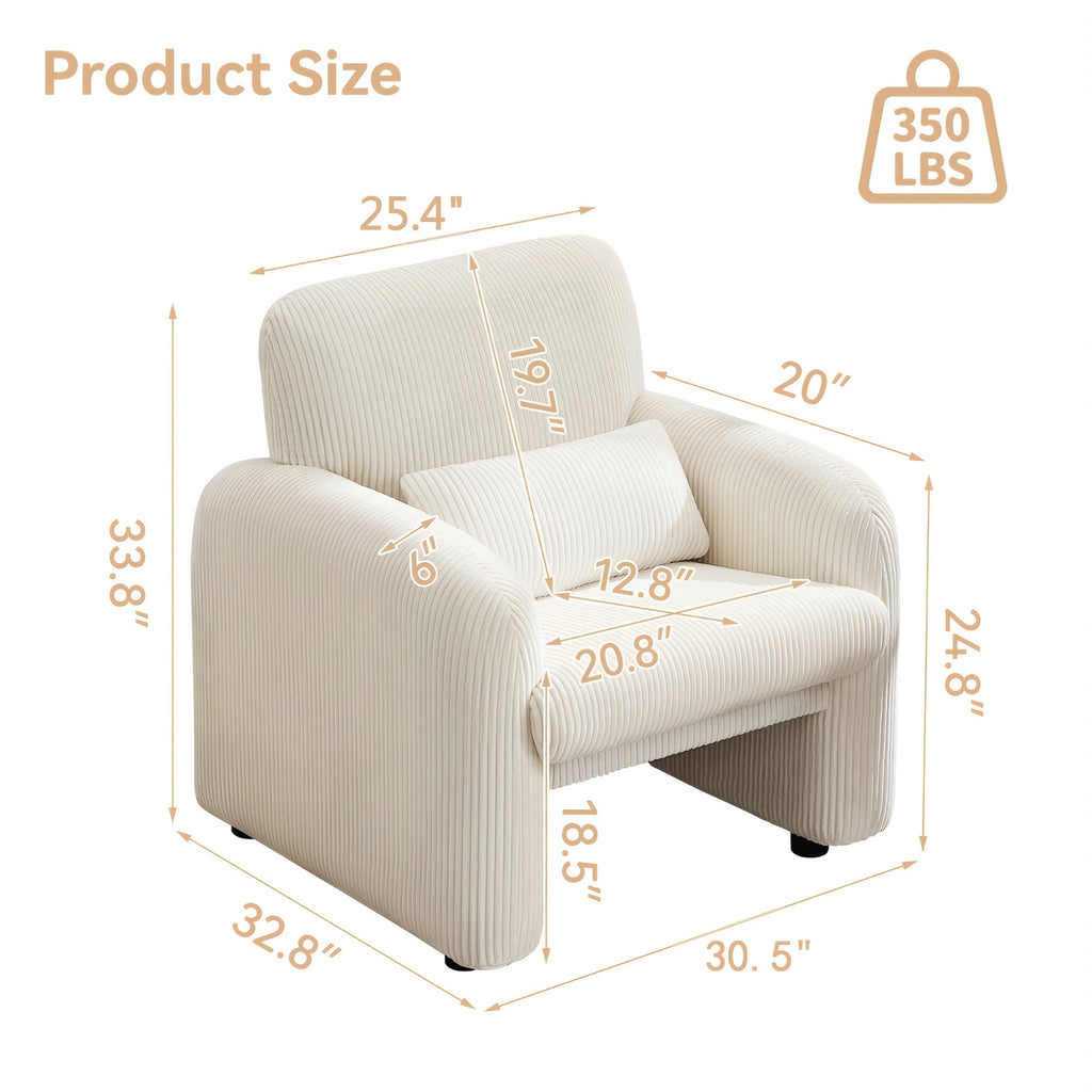 corduroy fabric accent chair modern upholstered living room - Temu