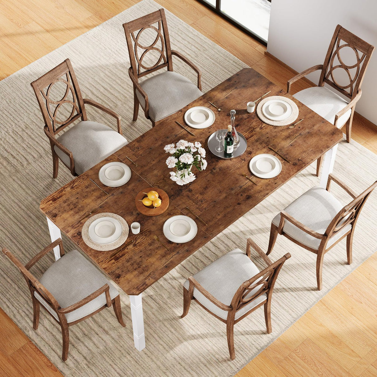 70 8 inch   dining table seats 6 8 industrial wood top - Temu
