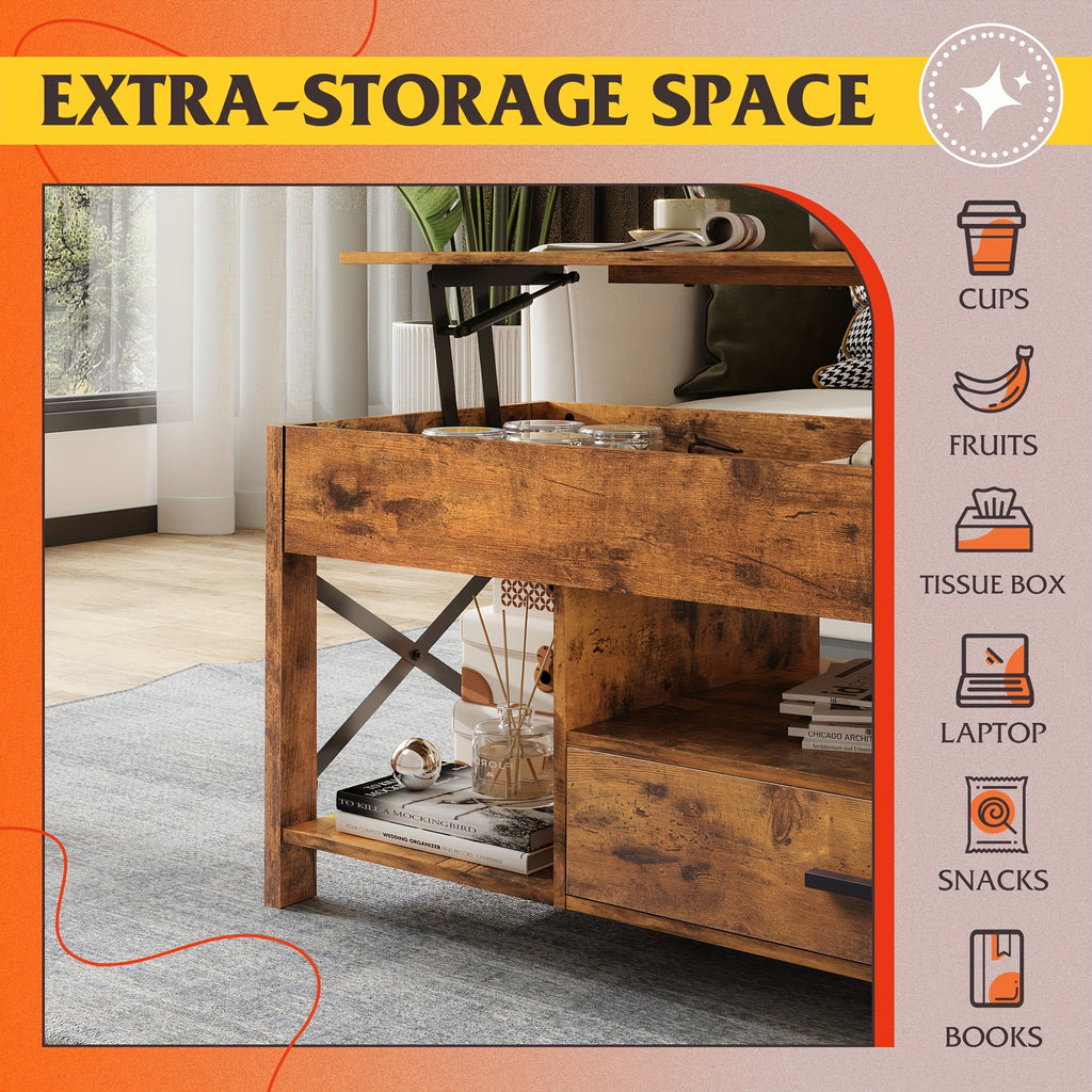 adjustable lift top coffee table storage drawers hidden - Temu