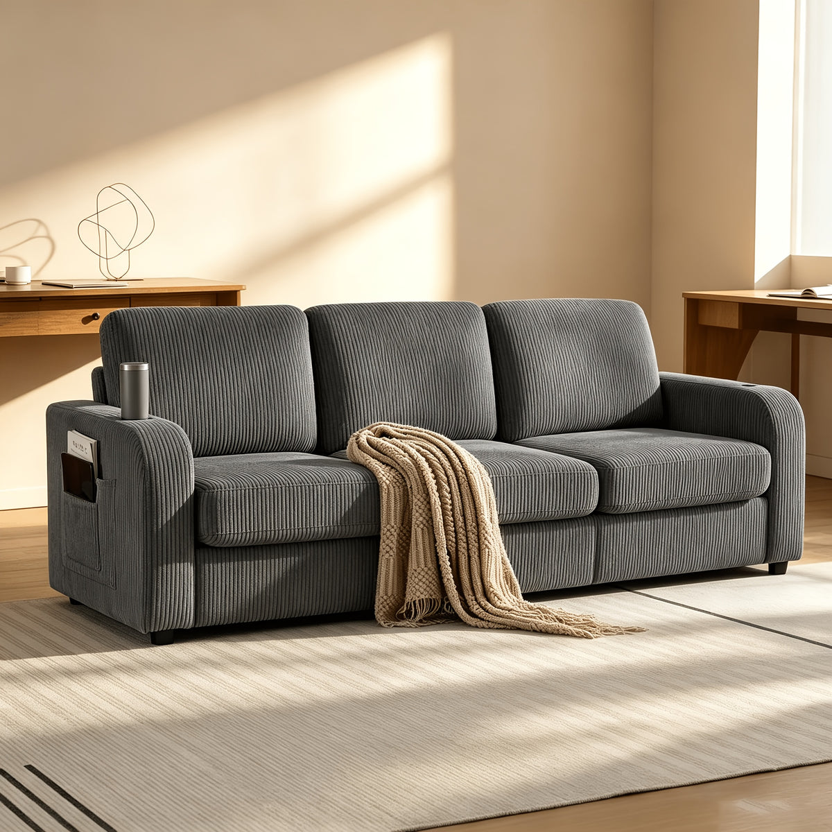 87 4 oversized 3 seater corduroy couch modern upholstered - Temu