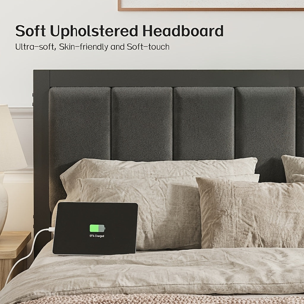 bed frame metal platform bed storage drawers led lighting - Temu