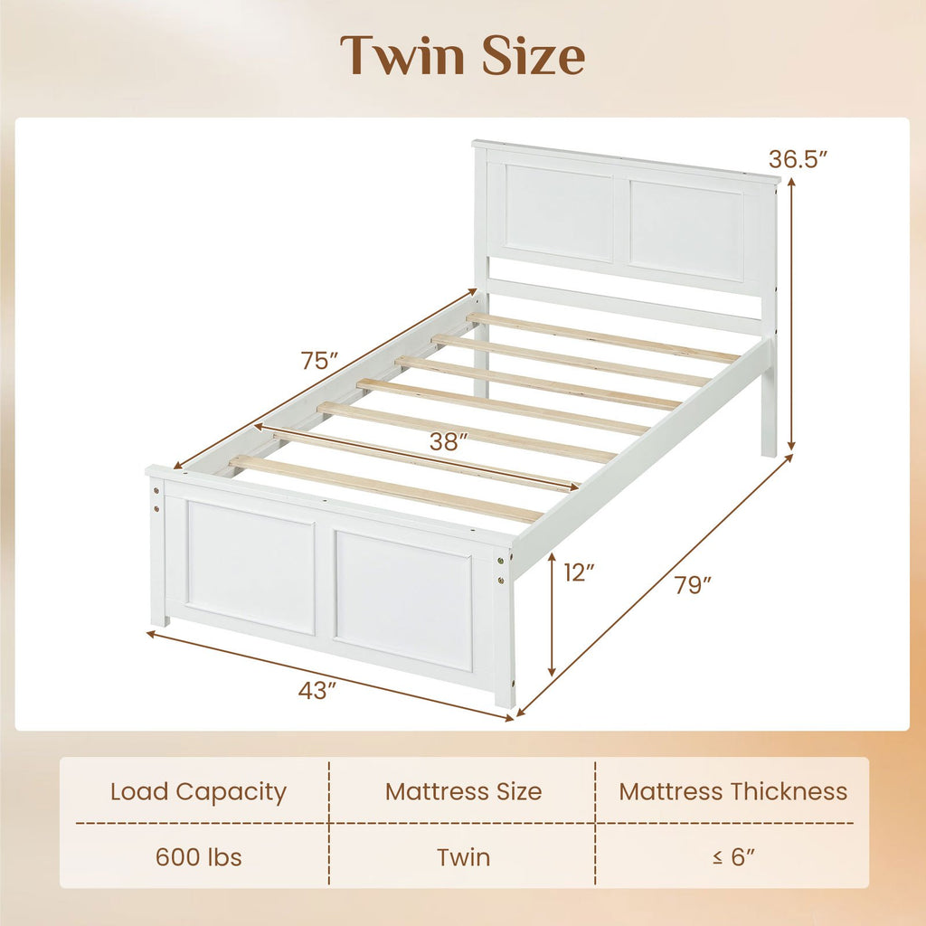 twin size bed frame farmhouse wooden platform bed headboard - Temu