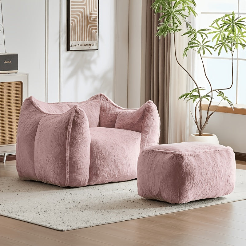 fluffy faux rabbit fur oversized bean bag chair   - Temu