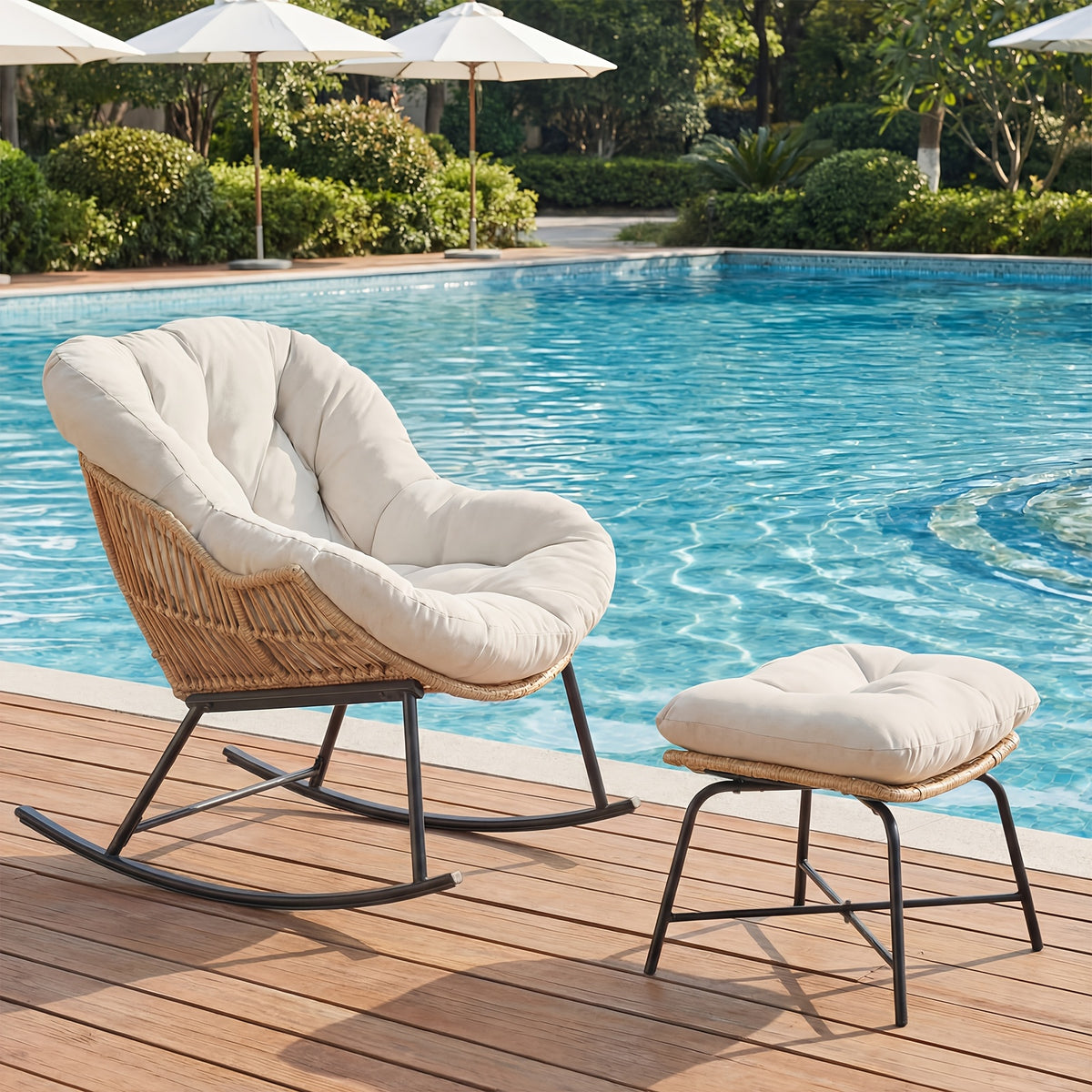 outdoor terrace footstool rocking chair oversized papasan - Temu