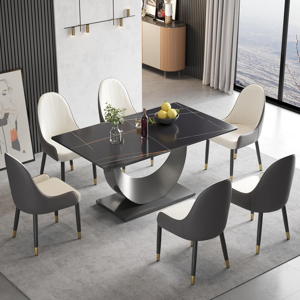 6 seater modern rectangle dining table 63   - Temu