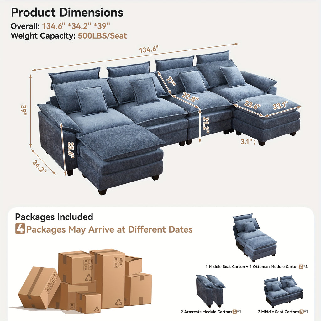 134 cloud modern 4 seater couch detachable headrest modular - Temu