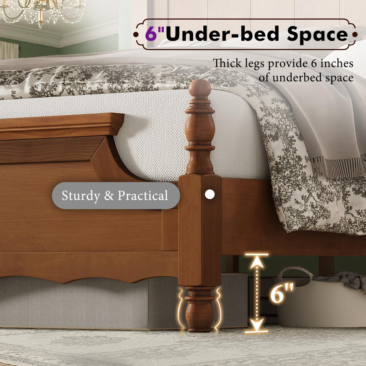 classic wooden bed frame a high arched headboard - Temu