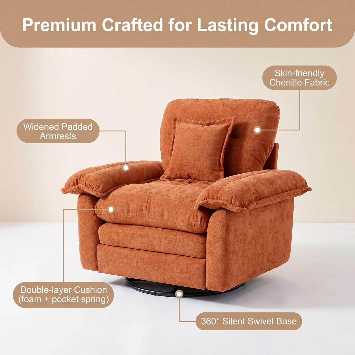 modern chenille swivel accent chair 360 rotation double - Temu