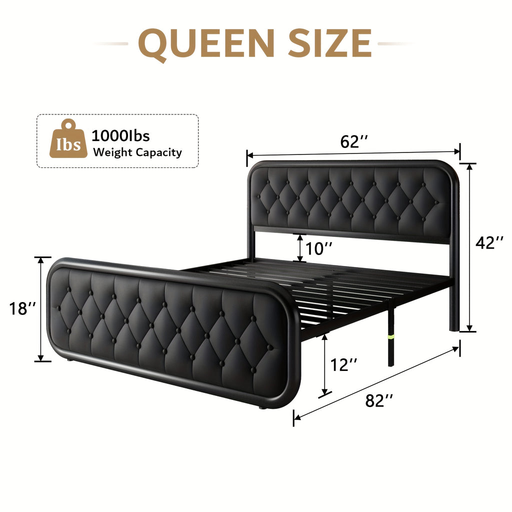 metal bed frame platform bed frame faux leather - Temu