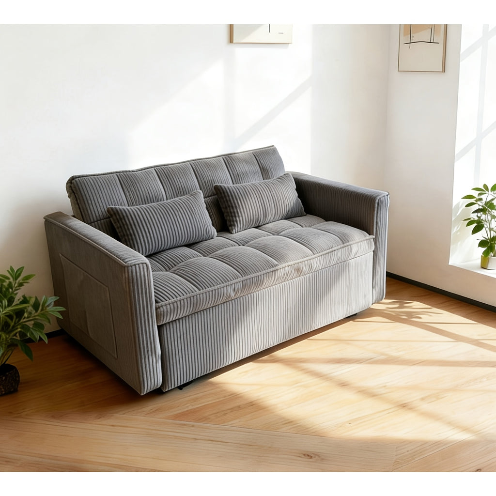 3 in 1 convertible sofa bed 54 inch striped velvet pull sofa - Temu
