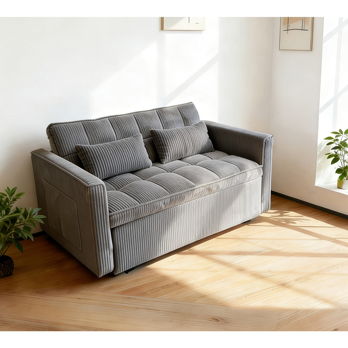 3 in 1 convertible sofa bed 54 inch striped velvet pull sofa - Temu