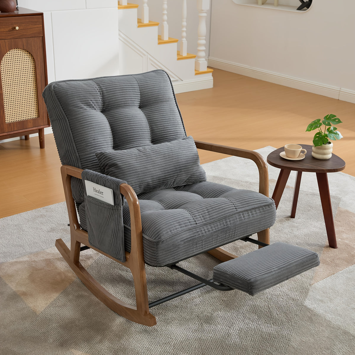 rocking accent chair   adjustable backrest corduroy - Temu