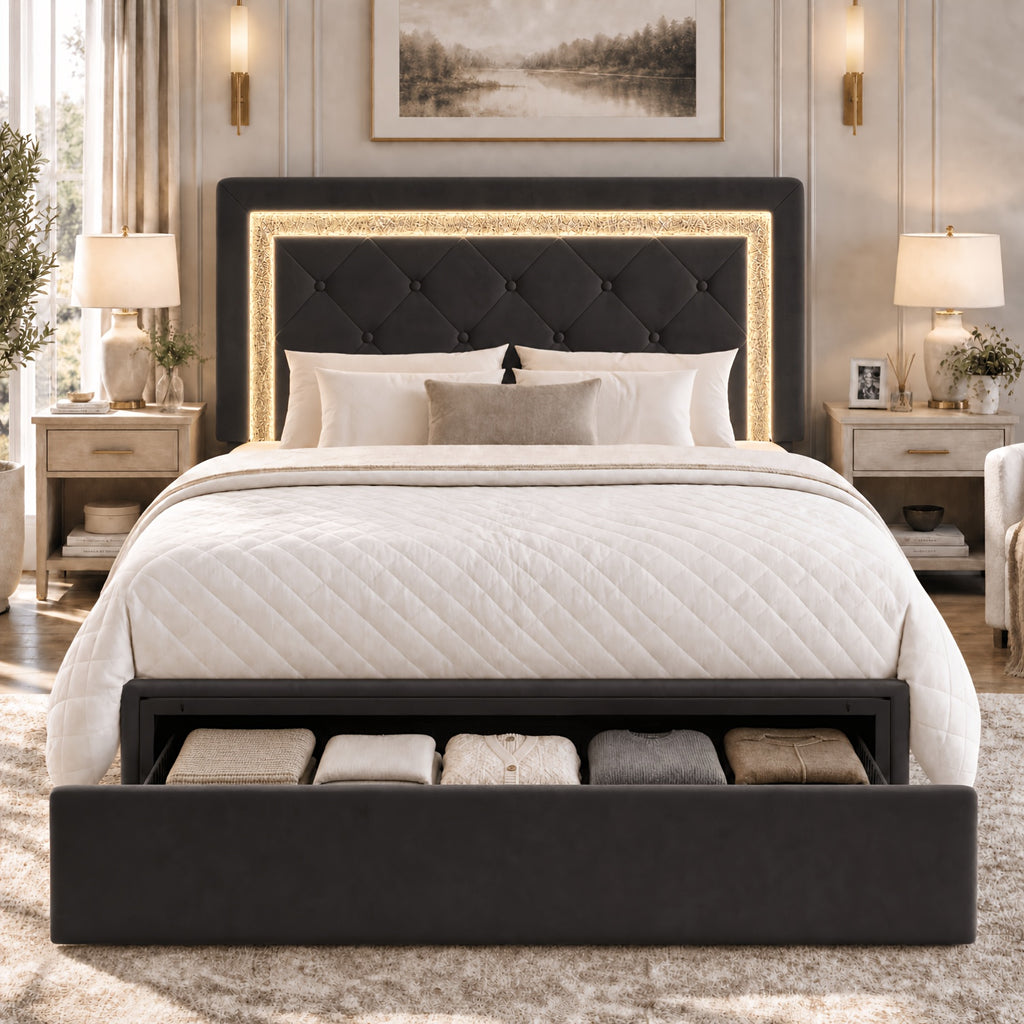 full queen   upholstered platform bed frame - Temu