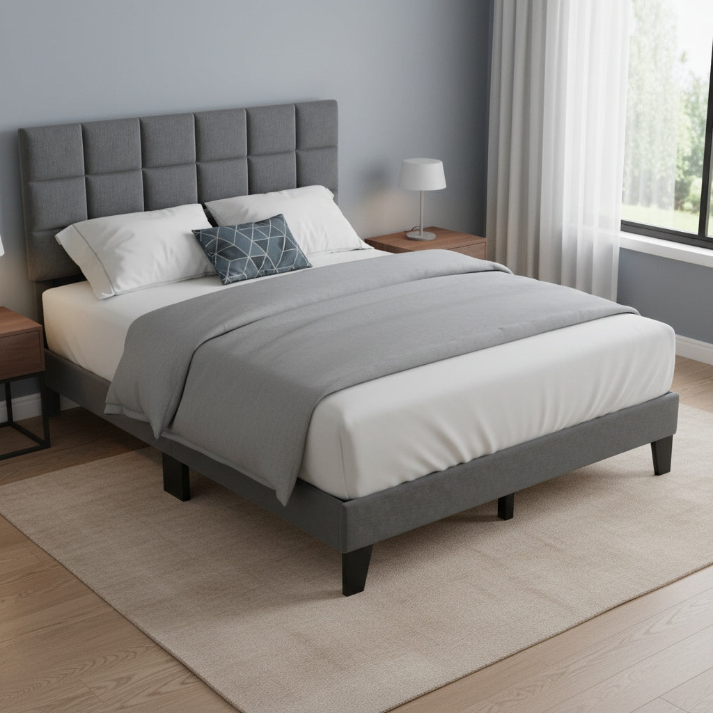 full size platform bed adjustable headboard modern - Temu