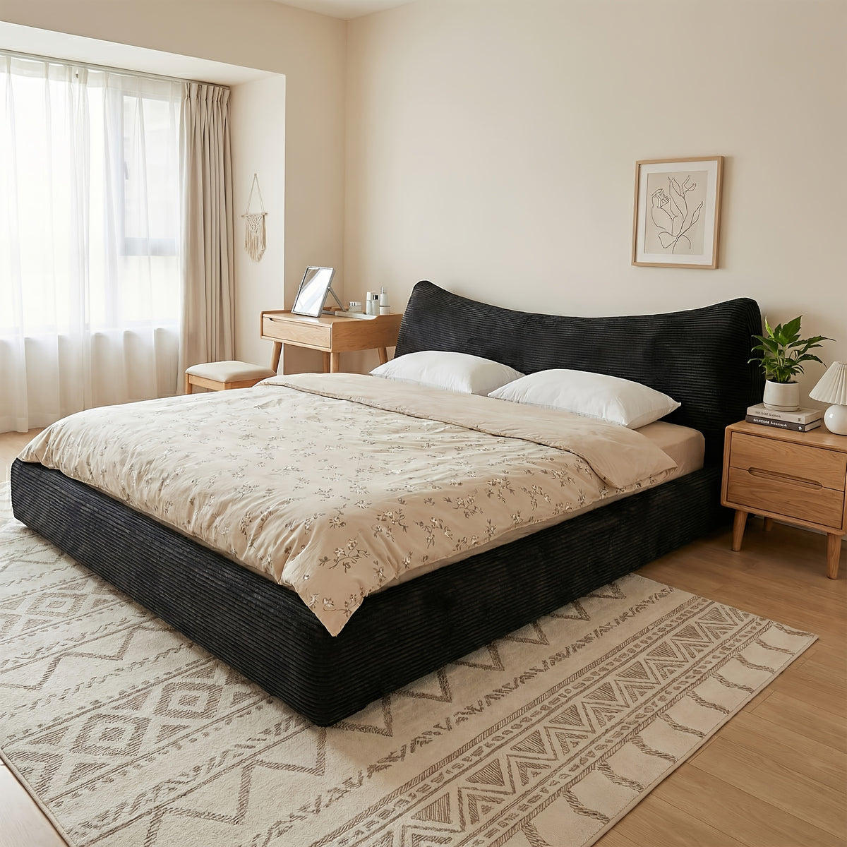 cloud bed frame cat ear design headboard 9 4 thick - Temu