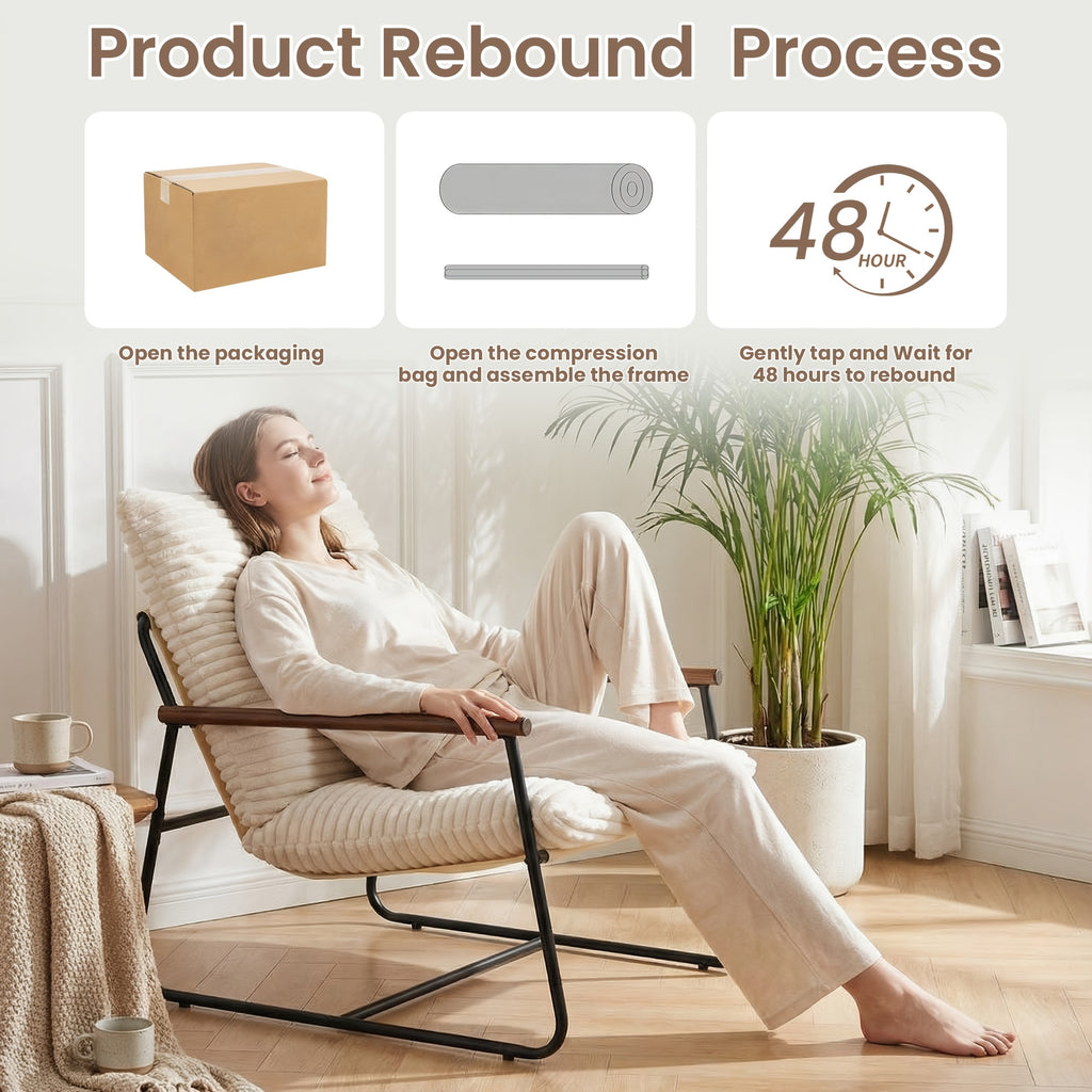 armchair wood armrests oversized corduroy lazy - Temu
