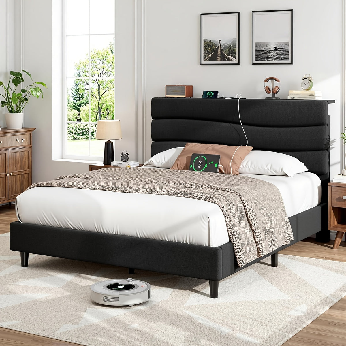 upholstered king queen full twin size bed frame - Temu