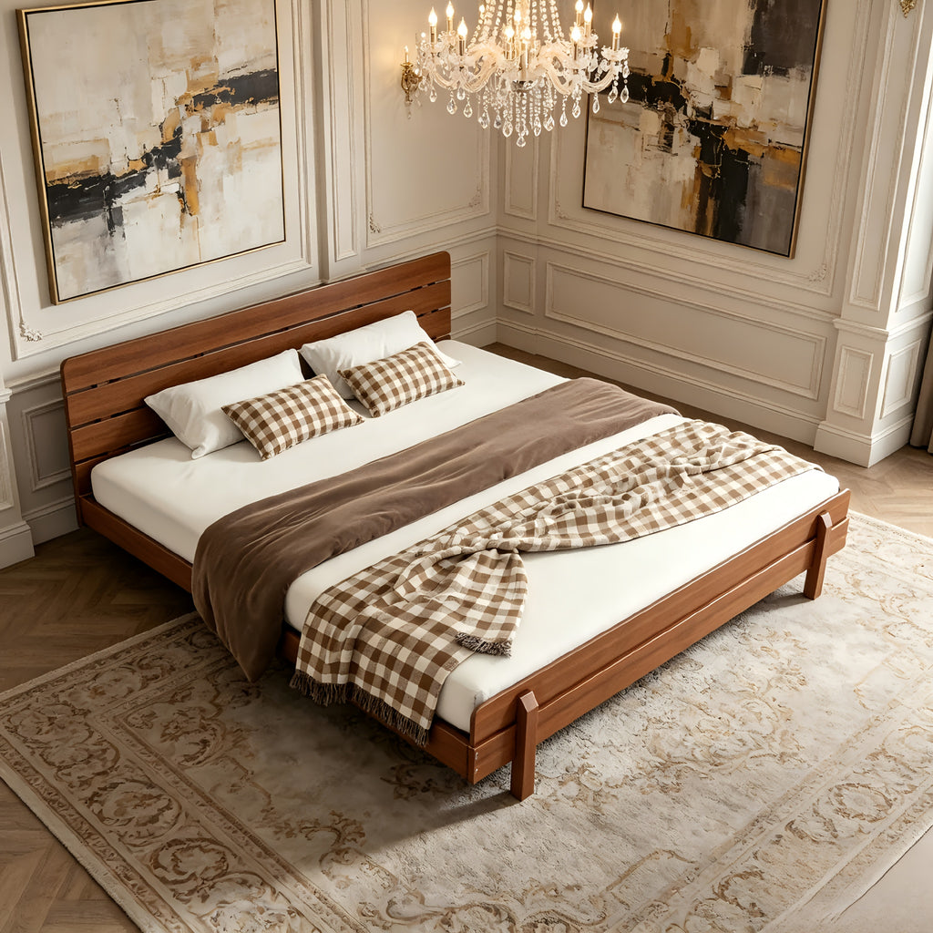 king size bed frame stylish headboard reinforced - Temu