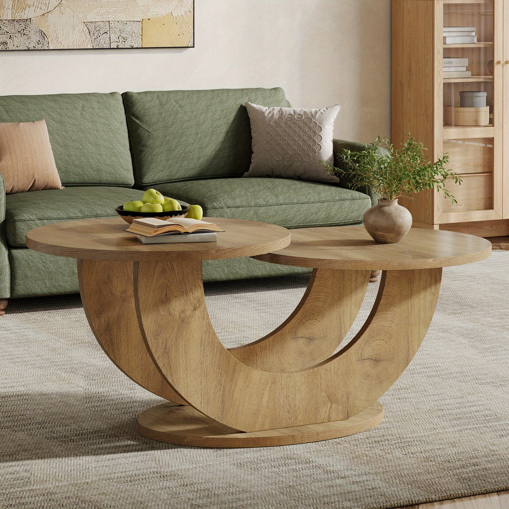 round living room coffee table 2 tier farmhouse coffee table - Temu