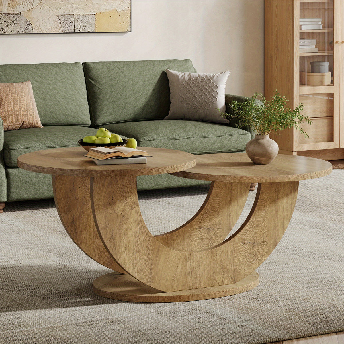 round living room coffee table 2 tier farmhouse coffee table - Temu