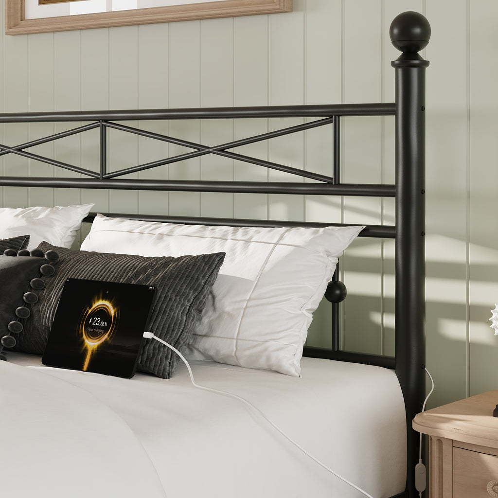 heavy duty metal bed frame led lights   bed side - Temu