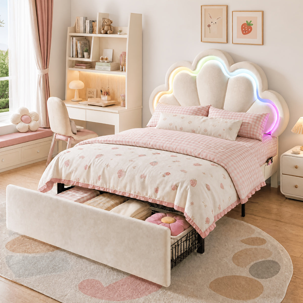 twin full queen size velvet princess petal bed frame - Temu
