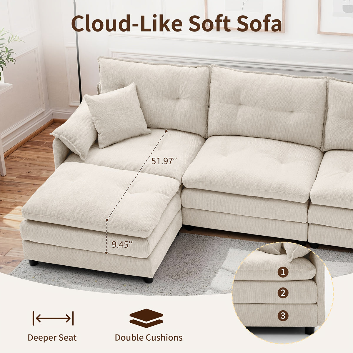 100 inch modern l shaped modular sectional sofa bed movable - Temu