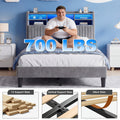 upholstered bed frame built in charging station led lighting - Temu