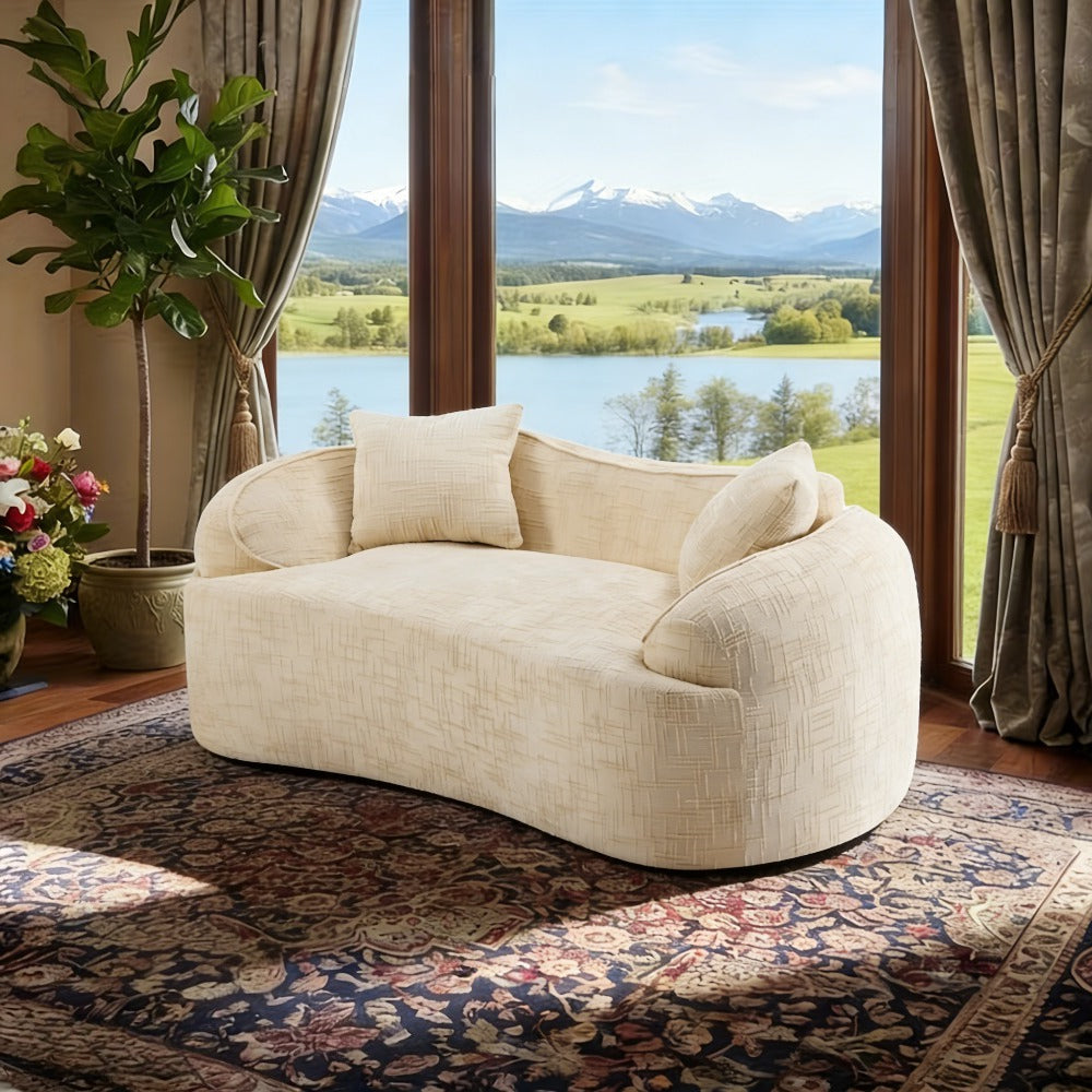 curved two person compress sofa armrests sides   two - Temu